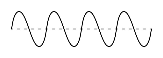 Sine wave vector illustration. Simple line drawing of sine wave. Sinusoidal wave diagram.
