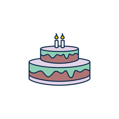 birthday cake icon, flat, design, vector, illustrations, education, style, trendy, collections