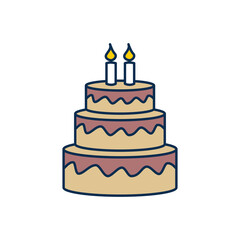 birthday cake icon, flat, design, vector, illustrations, education, style, trendy, collections