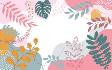 Spring background with beautiful. Hand drawn colourful art background design.