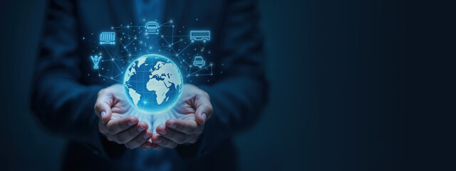 Global Business and Technology Concept with Digital Connections and a Globe