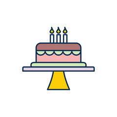 birthday cake icon, flat, design, vector, illustrations, education, style, trendy, collections