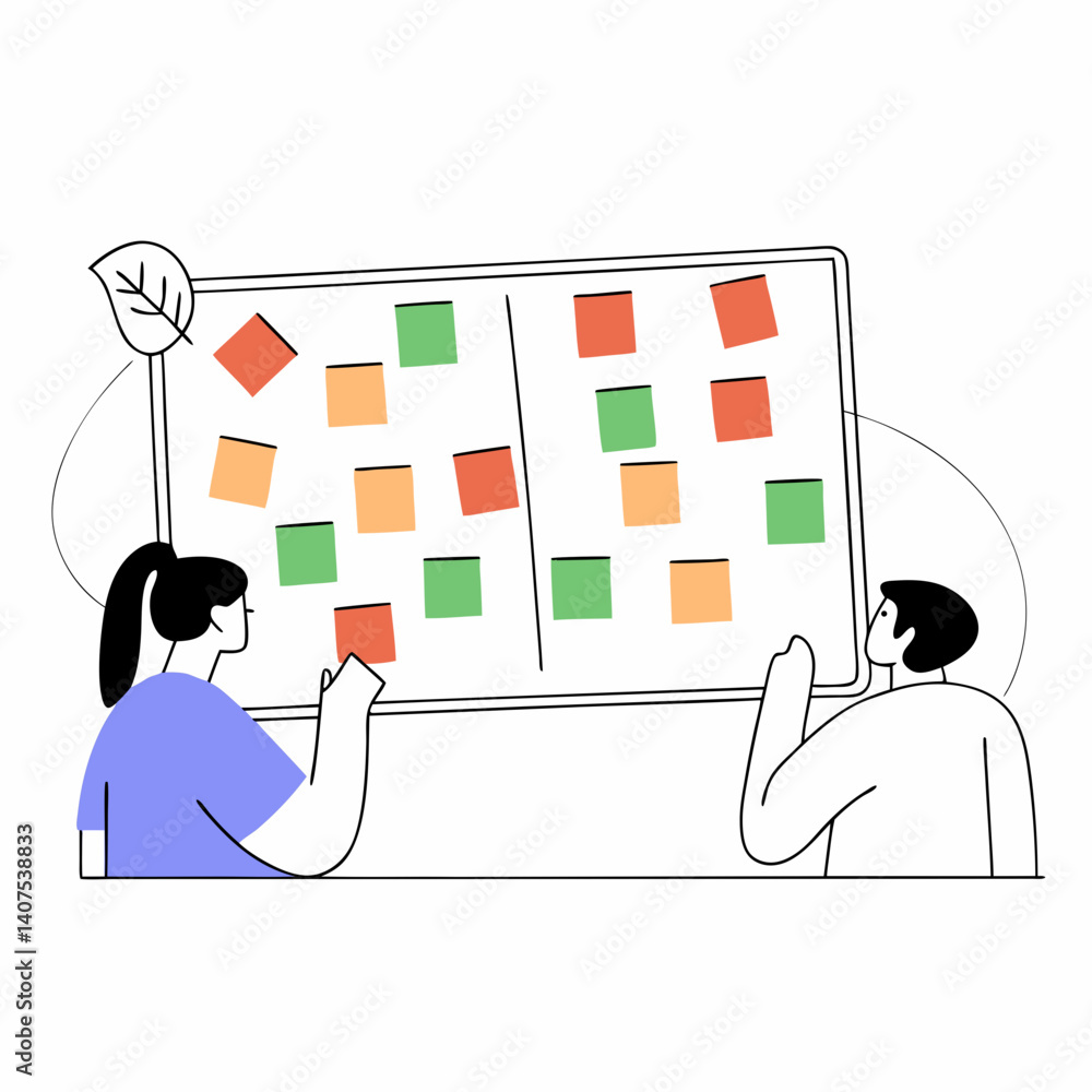 Aufkleber collaborative project planning teamwork and sticky notes for effective workflow