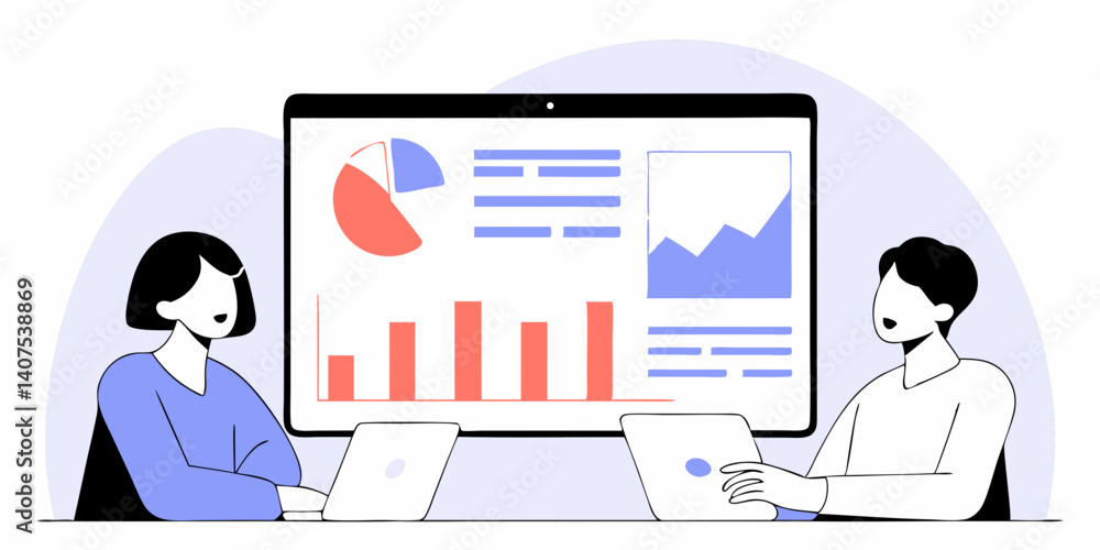 Aufkleber data analysis collaborative teamwork and visual insights for business growth