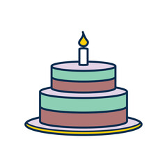 birthday cake icon, flat, design, vector, illustrations, education, style, trendy, collections