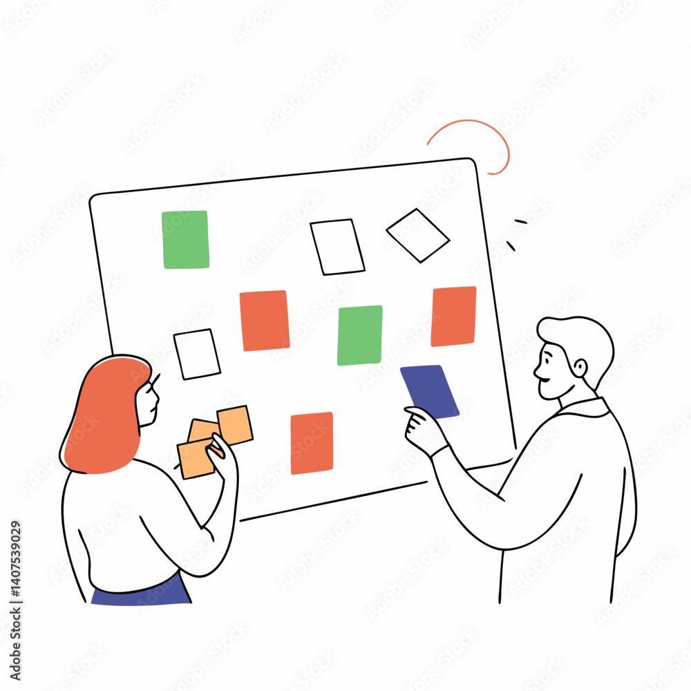 Aufkleber collaborative project planning teamwork and agile methodology