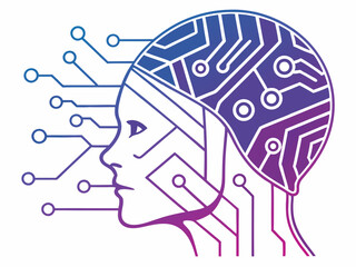 AI Brain Circuitry  Humanoid Artificial Intelligence Concept Illustration