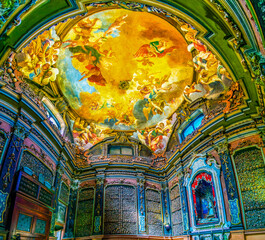 Huge vault frescoe in ossary of San Bernardino alle Ossa Church, Milan, Italy
