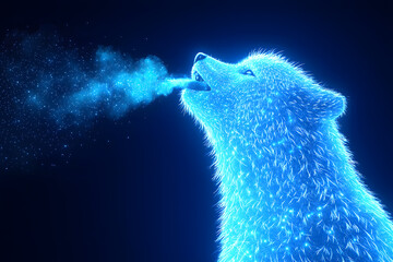 Glowing bear exhaling stars