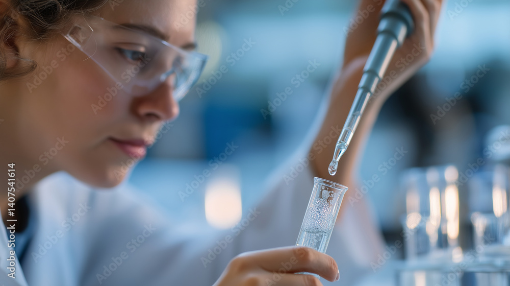 Poster laboratory pipetting and test tube experiment in action
