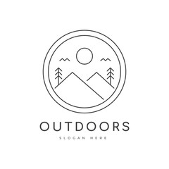 Outdoor line circle logo design minimalist vector