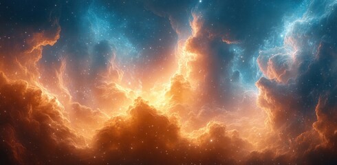Celestial Cosmic Cloudscape Ethereal Nebula Deep Space Sky Dreamy Impressionism Banner