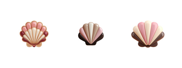 Obraz premium Collection of three colorful shell designs with smooth textures suitable for various creative projects