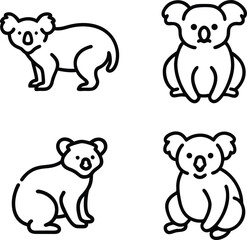 Obraz premium Four Cute Koala Line Art Illustrations