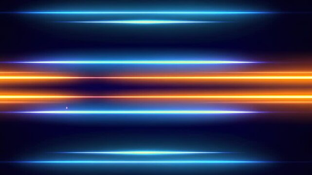 Vibrant Horizontal Light Streaks, Futuristic Glowing Lines on a Dark Background