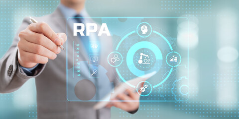 RPA Robotic process automation business process optimisation innovation technology concept.