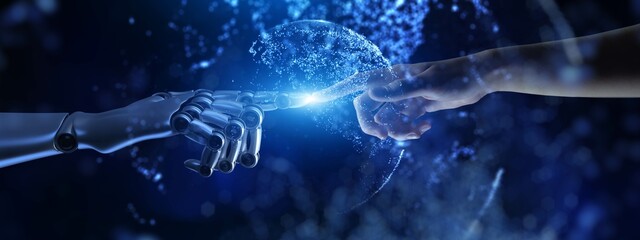 Human and AI Collaboration in Advanced Technology Concept.