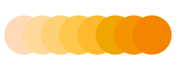 Yellow color palette. Gradient tone row. Warm chroma range. Vector swatch illustration.