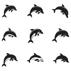 Dolphin fish animal Vector Black silhouettes. Good use for symbol, logo, mascot, web icon, sticker design, sign, or any design you want. Easy to use. with white background