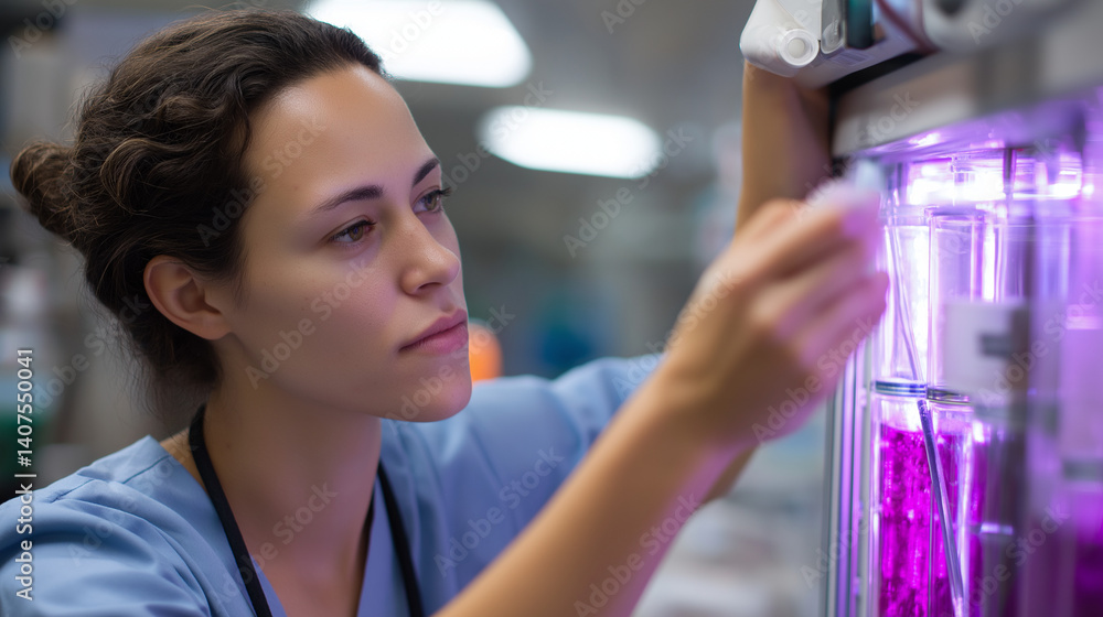 Poster incubator lab experiment with cell cultures in a clinical setting