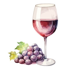 watercolor A glass of wine illustration