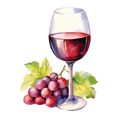 watercolor A glass of wine illustration
