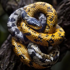 Fototapeta premium Curious Baby Snakes Crawling Through the Grass, Their Slithering Movement Full of Intrigue