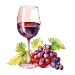 watercolor A glass of wine illustration
