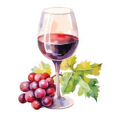 watercolor A glass of wine illustration