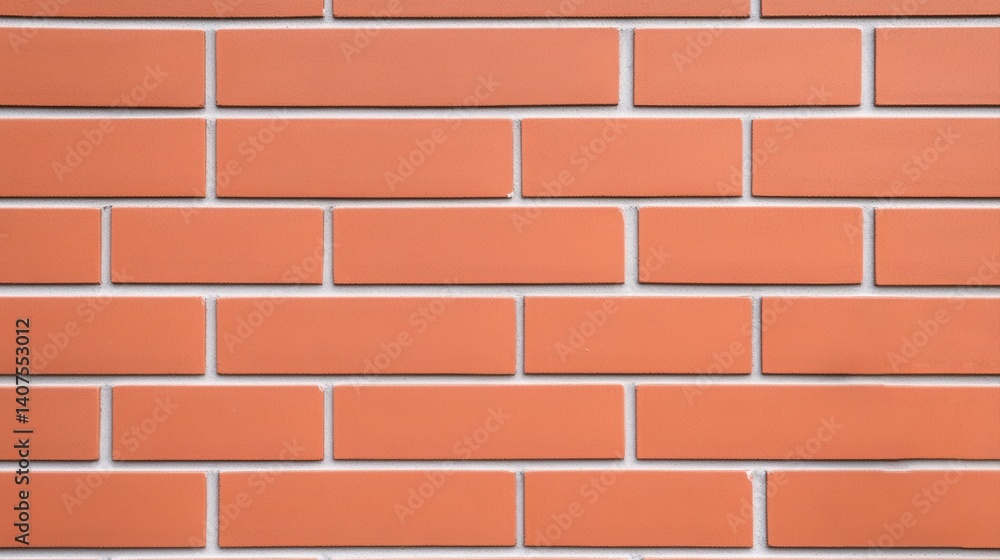 Poster smooth orange brick wall with standard rectangular brick pattern for architecture and design project