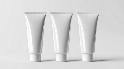 Three Blank White Tubes Packaging Mockup