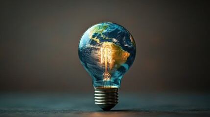 Earth innovation: illuminated globe light bulb symbolizing global energy and sustainability