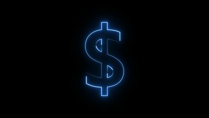 A neon dollar icon glowing in bright green, featuring a bold 