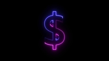 Obraz premium A neon dollar icon glowing in bright green, featuring a bold 