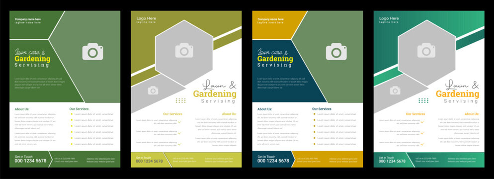 Lawn and gardening service flyer design template. Tree and gardening service poster leaflet design. lawnmower flyer template Agricultural and farming services social media post lawn gardening desig