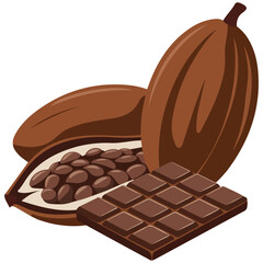 chocolate bar cocoa seeds sweet isolated vector illustration on white background
