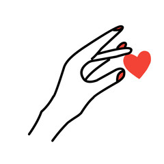 hand drawn finger heart illustration vector 