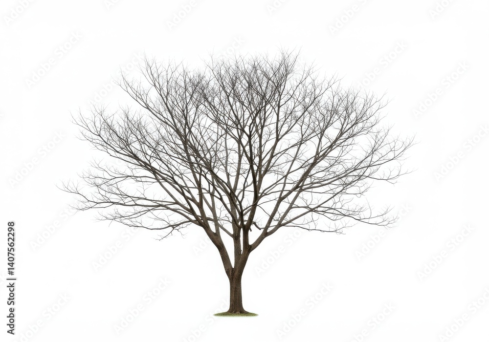 Poster a leafless tree with bare branches against a bright white background in a minimalist style image