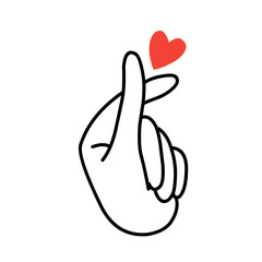 hand drawn finger heart illustration vector 