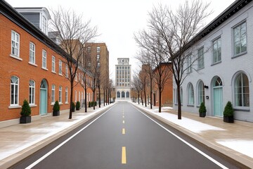Obraz premium A street split down the middle with contrasting cultural practices on each side