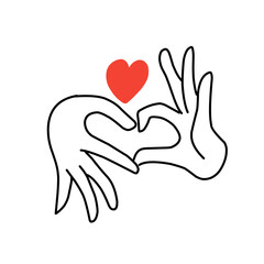 Obraz premium hand drawn finger heart illustration vector 