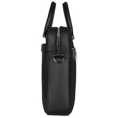 Side View of Black Leather Briefcase with Zipper