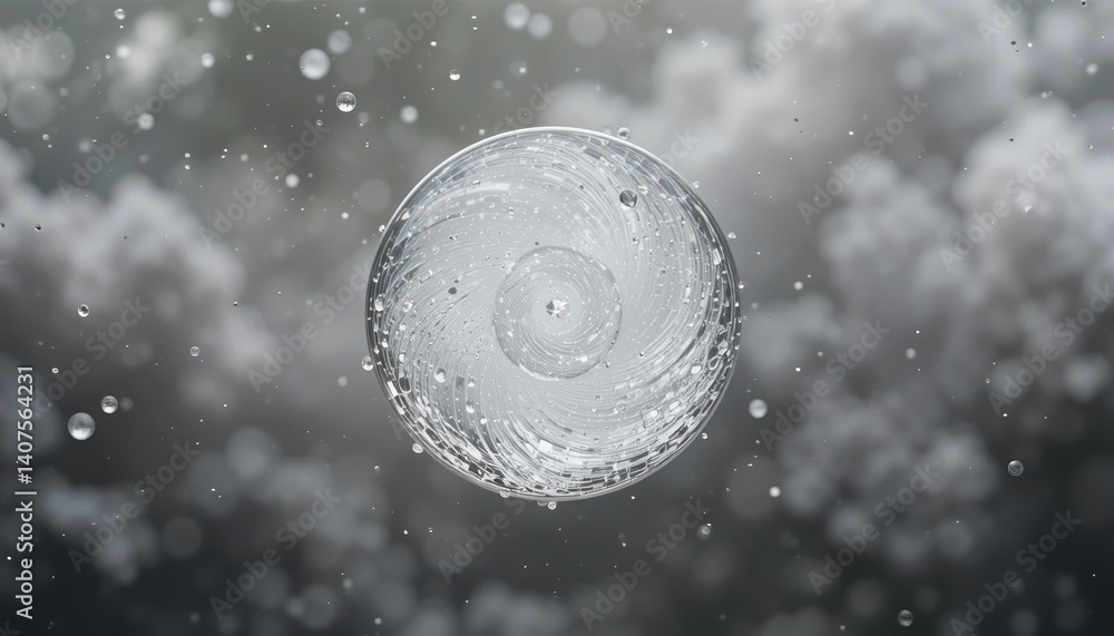 Poster dynamic water droplet interaction abstract studio image composition calm environment close-up viewpo