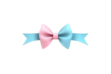 Shiny pink and blue glossy bow isolated on black background