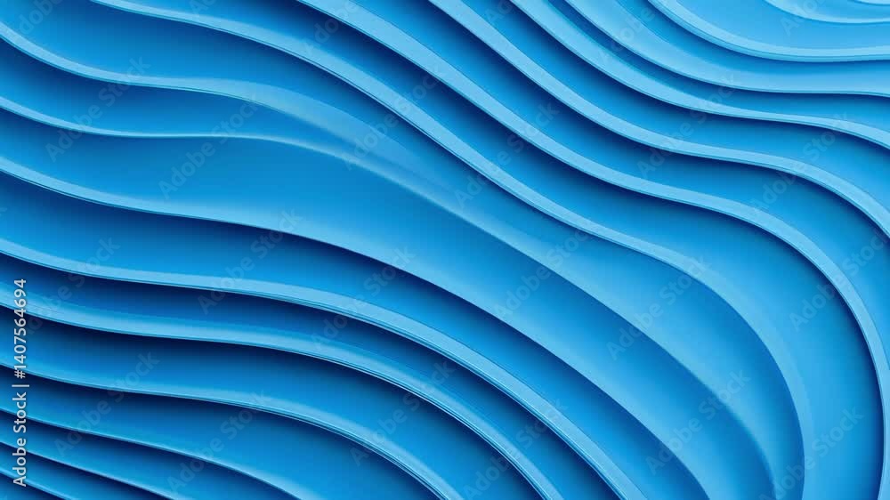 Leinwandbilder Smooth blue waves create an abstract and dynamic background, ideal for various design applications, providing a visually appealing and versatile template