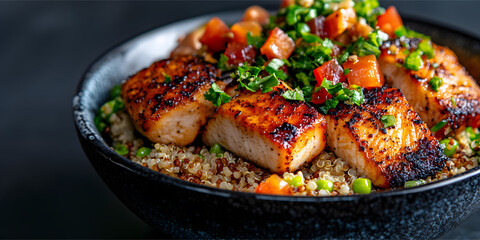 Fototapeta premium Lunch that include proteins, complex carbs, and vegetables