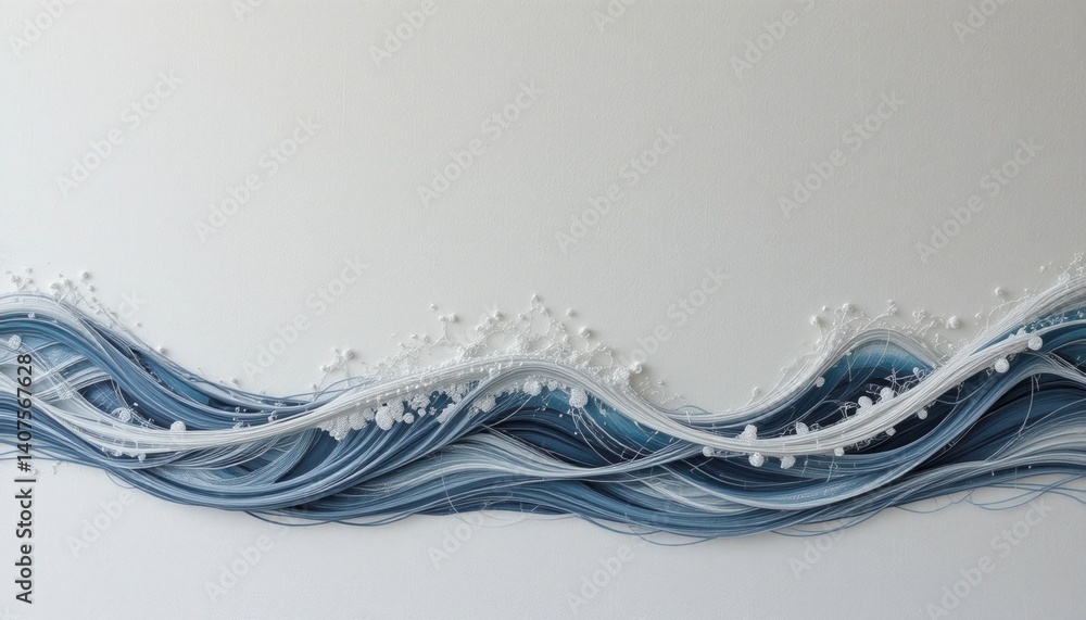 Poster fluid motion waves abstract art installation modern gallery minimalist design close-up perspective a