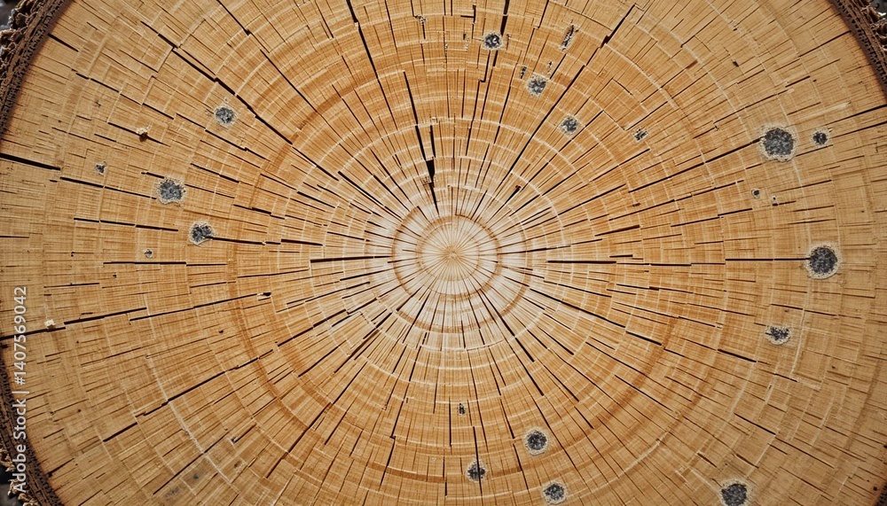 Poster Exploring the intricate patterns of a cross-sectioned tree stump in nature close-up photography earthy environment natural concepts
