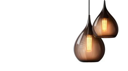 Modern Ceiling Hanging Lamp Isolated on White Background, Interior Design Lighting Fixture for Home and Office, Transparent Background Product Photography