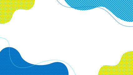 抽象的な幾何学模様のフレーム素材 チラシ・Web・動画背景16:9サイズ 水色 黄色